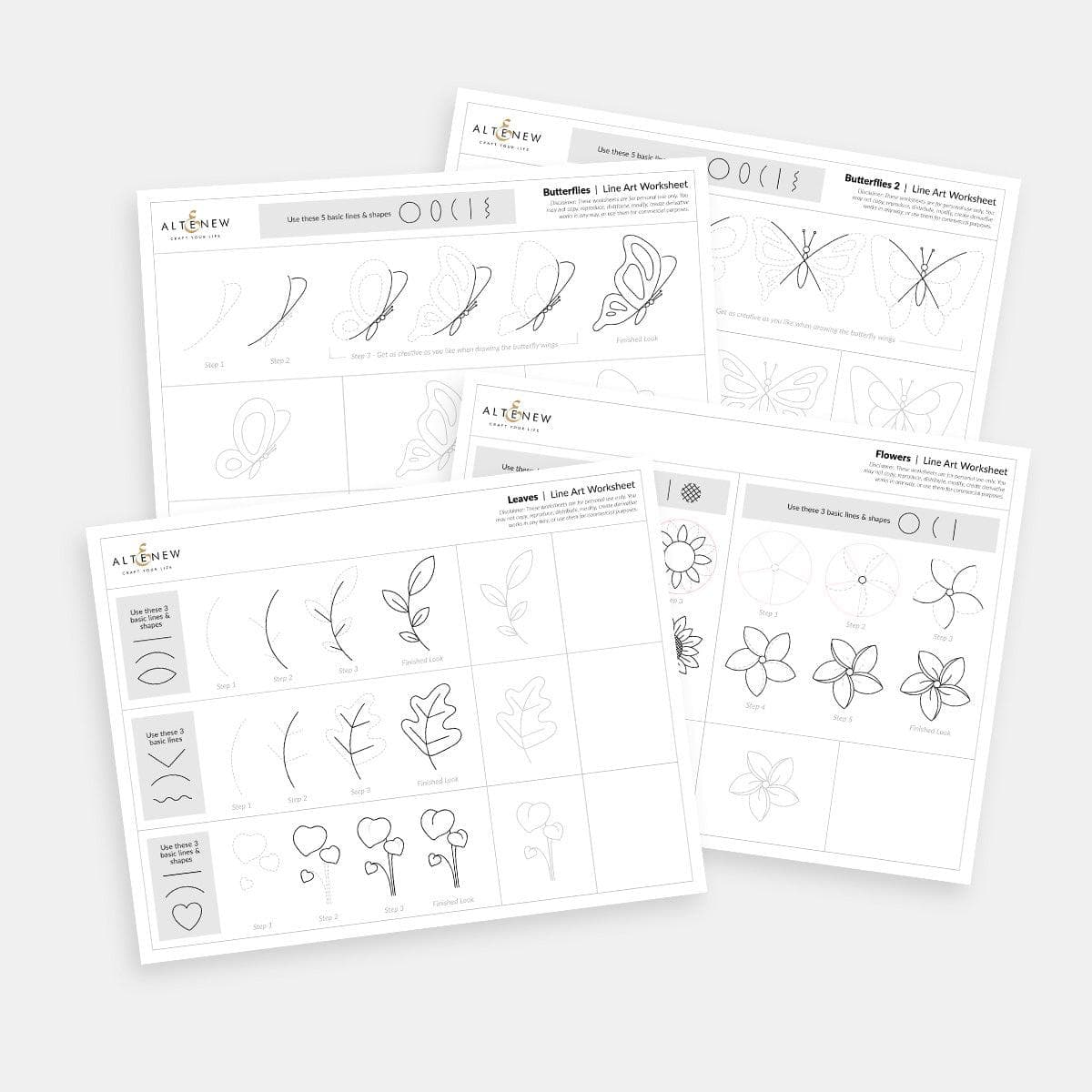 altenew-line-art-worksheets-leaves-florals-malvorlagen-download image 1