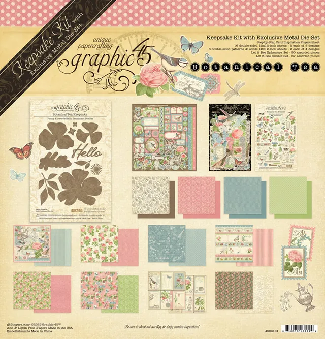 graphic-45-botanical-tea-keepsake-kit-papier-stanzformen-set image 1