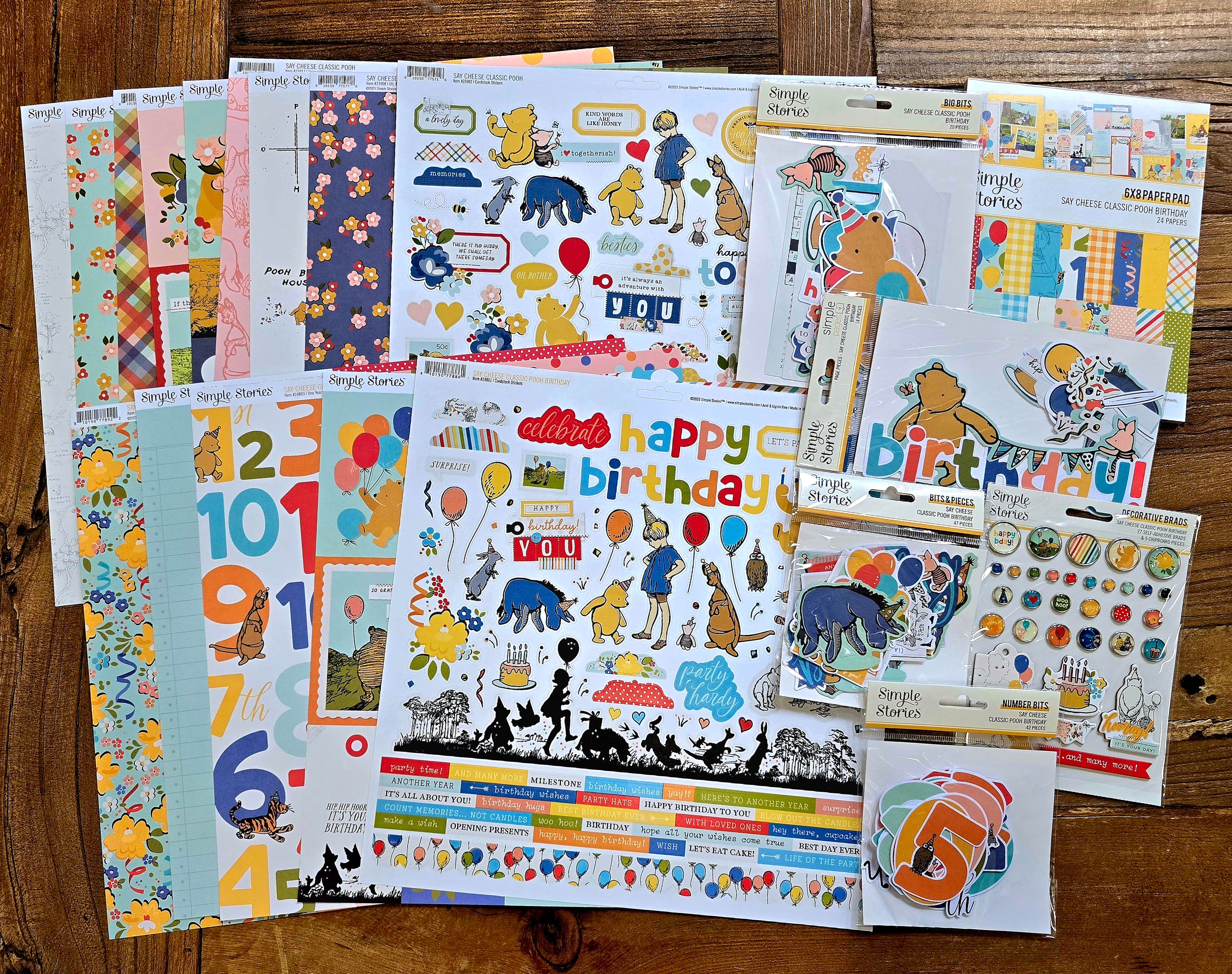 simple-stories-say-cheese-classic-pooh-birthday-scrapbook-bundle image 1