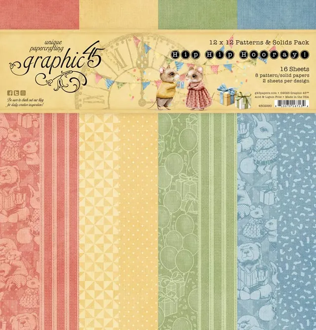 graphic-45-hip-hip-hooray-12x12-motivpapier-geburtstag-16-blatt image 1