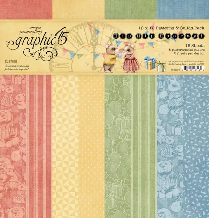 graphic-45-hip-hip-hooray-12x12-motivpapier-geburtstag-16-blatt image 1