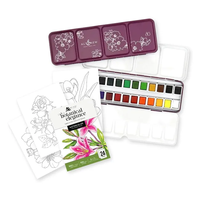 altenew-nature-s-palette-aquarellset-24-n-pfchen-malbuch image 1