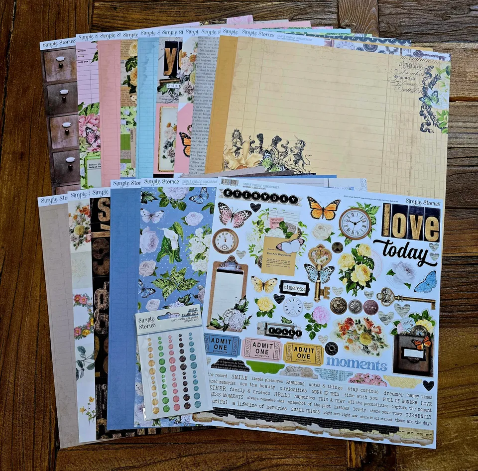 simple-stories-simple-vintage-junk-drawer-paper-pack-12x12 image 1