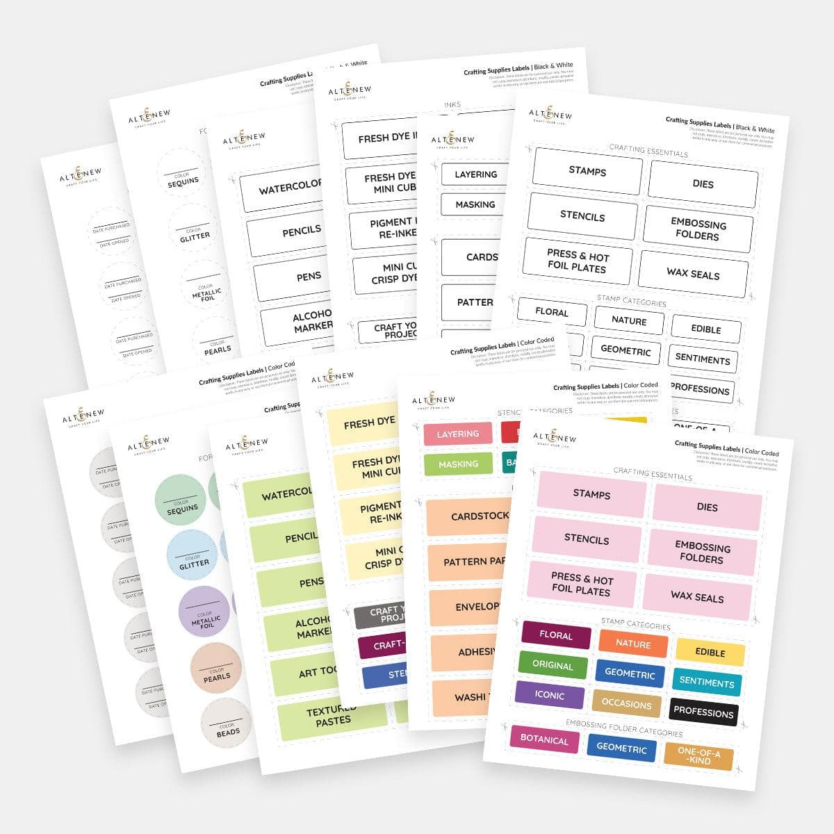 altenew-printable-craft-supply-labels-etiketten-pdf image 1