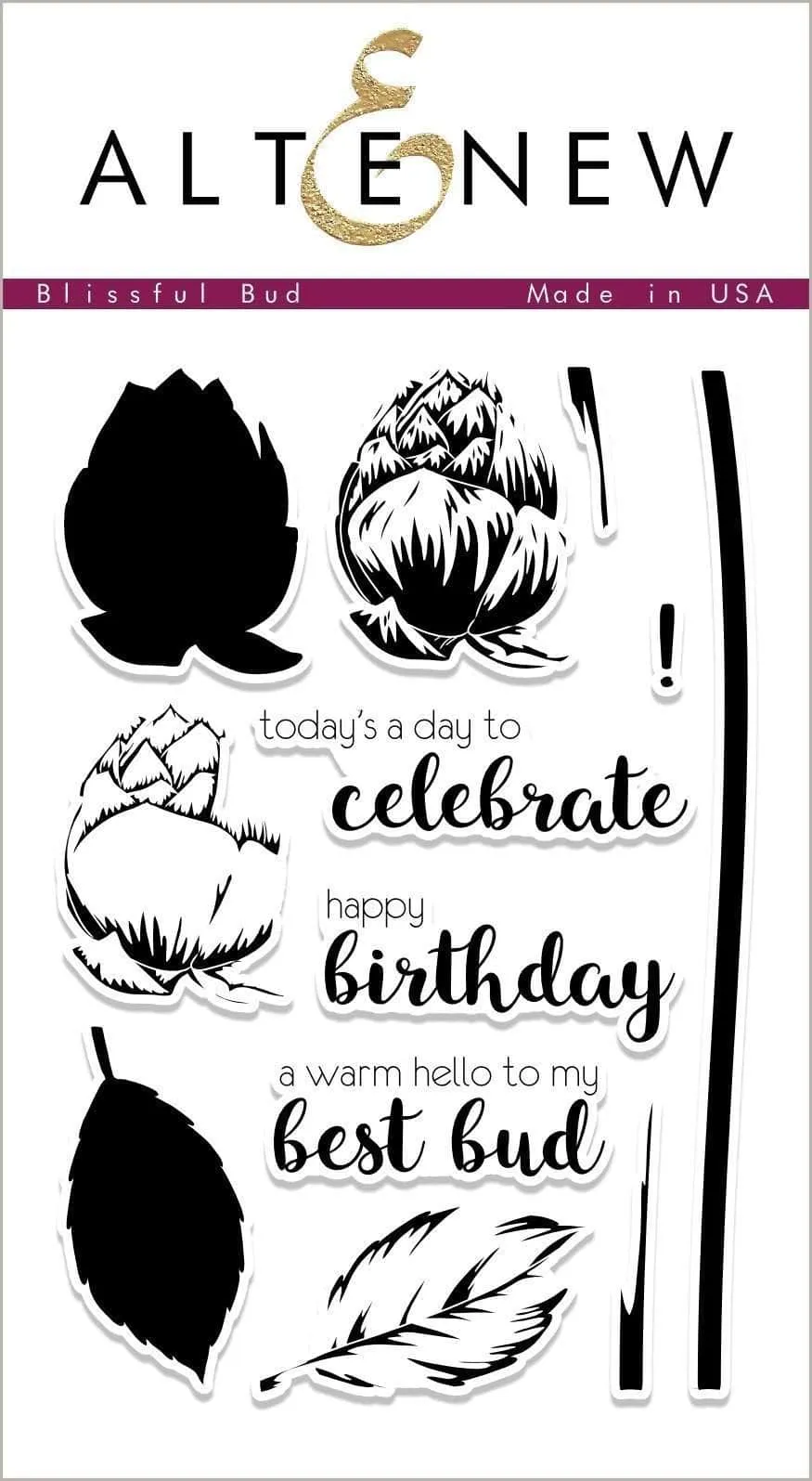 altenew-blissful-bud-stempelset-clear-stamps-floral-12-teilig image 1