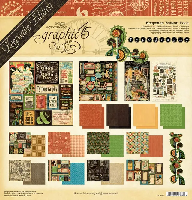 graphic-45-typography-keepsake-edition-papier-set-12x12 image 1