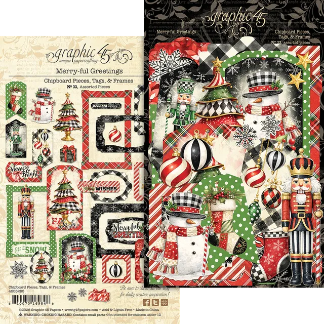 graphic-45-merry-ful-greetings-chipboard-tags-frames-34-tlg image 1
