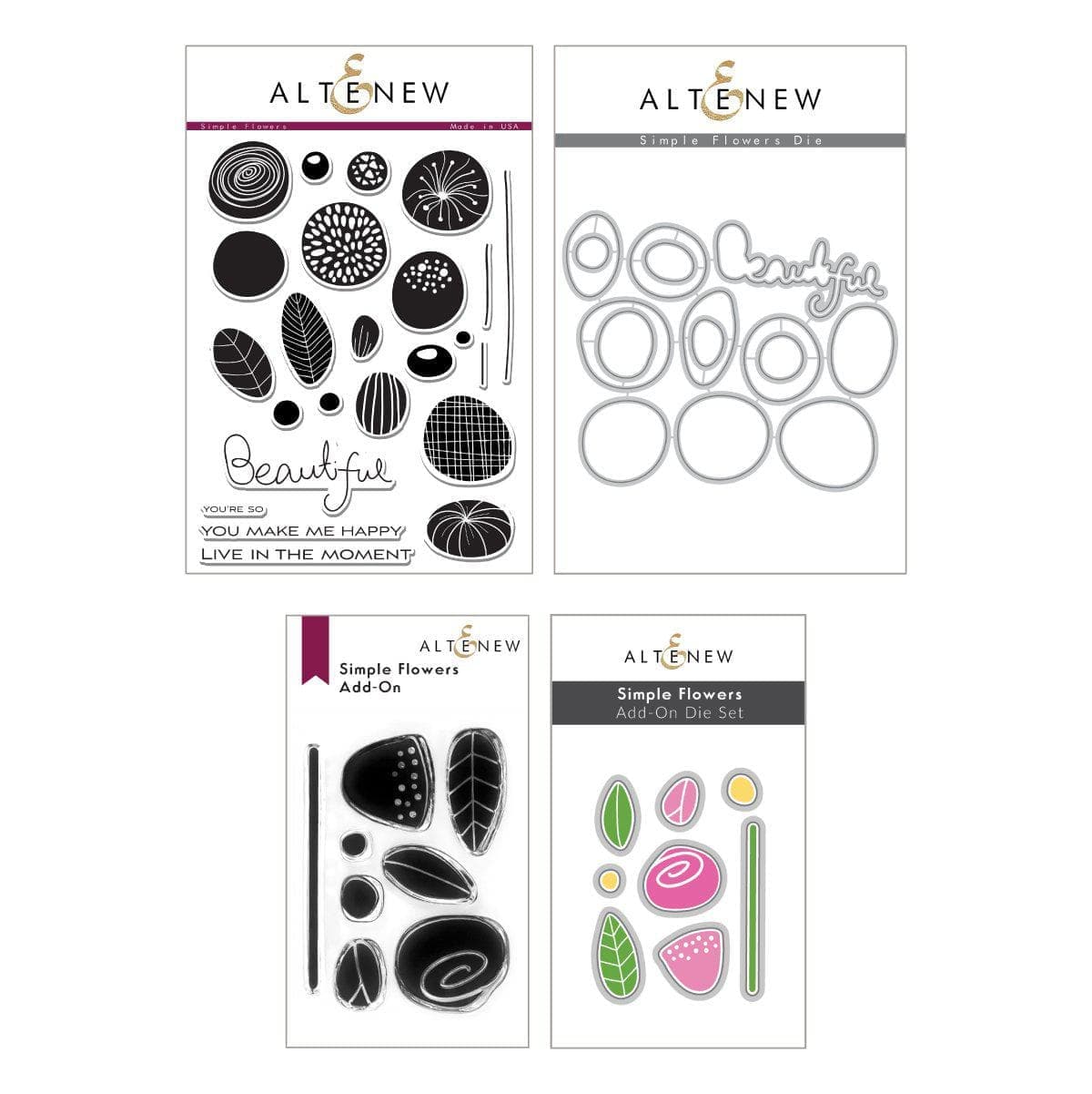 altenew-simple-flowers-stempel-stanzen-bundle-komplett image 1
