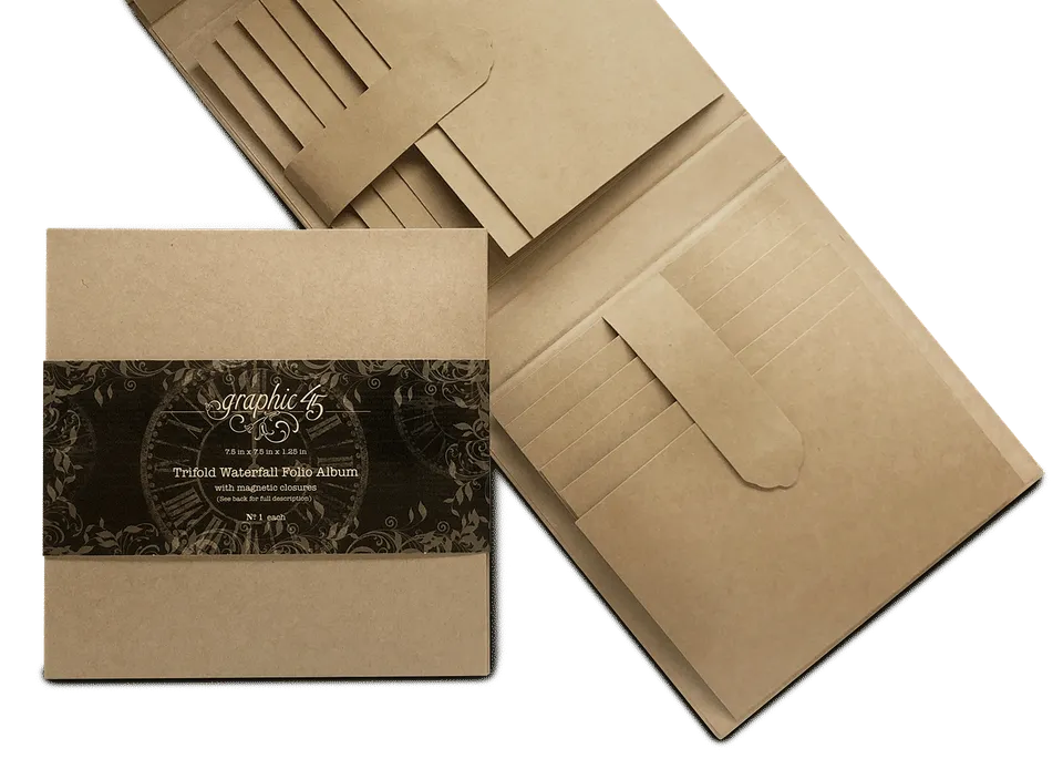 graphic-45-staples-trifold-waterfall-folio-album-kraft image 1
