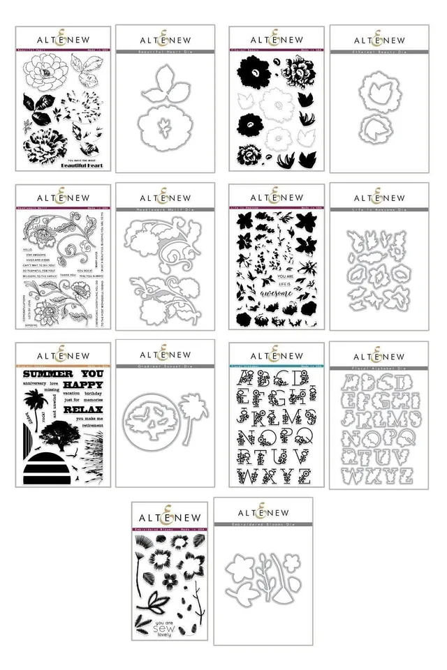 altenew-sew-in-love-stempel-stanz-bundle-14-teilig-floral image 1