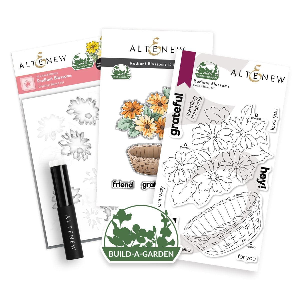altenew-build-a-garden-radiant-blossoms-stempelset-4x6-margeriten image 1