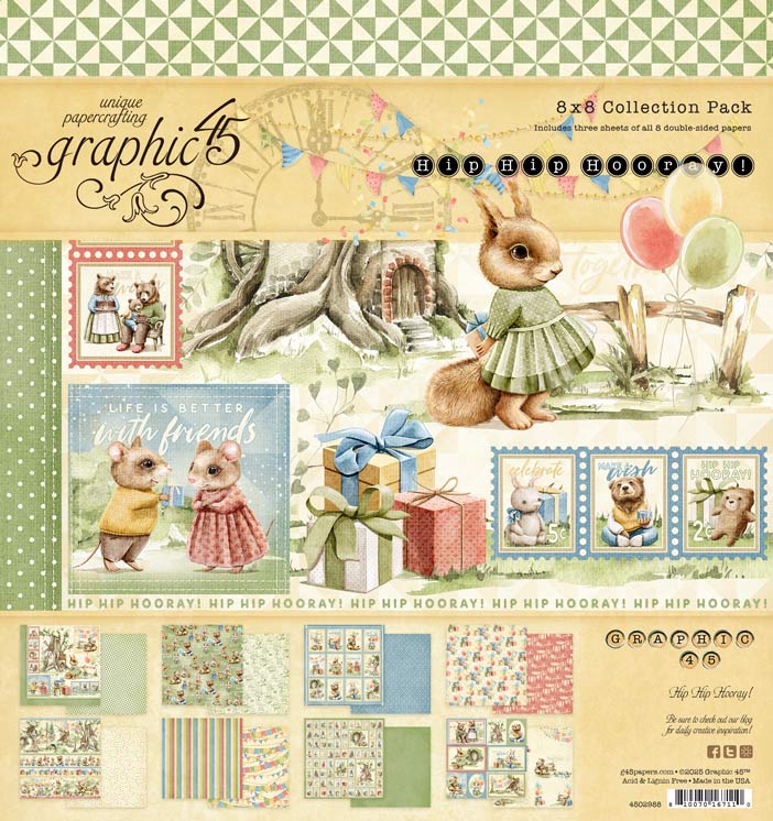 graphic-45-hip-hip-hooray-8x8-papierblock-16-bl-tter image 1