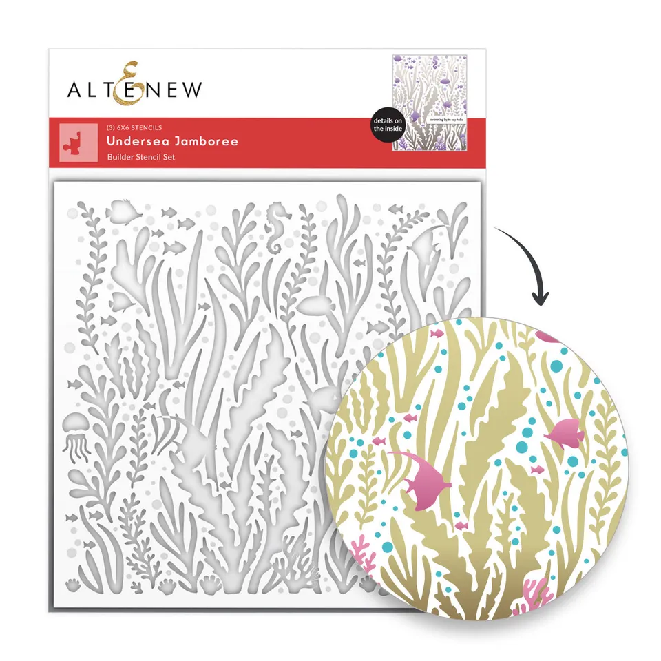 altenew-stencils-undersea-jamboree-stencil-set-3-in-1-6x6-natur image 1