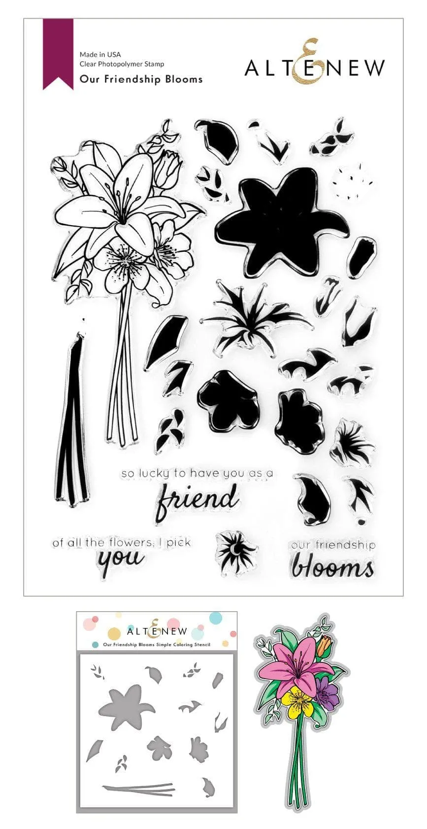 altenew-our-friendship-blooms-coloring-stencil-blumen image 1