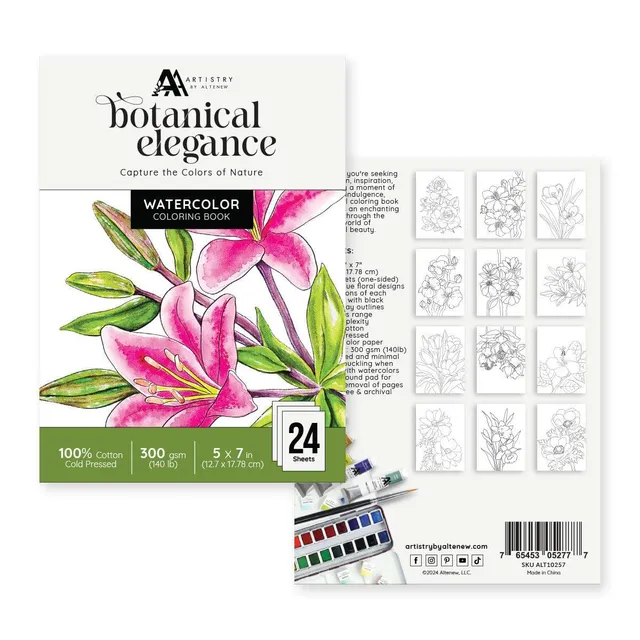altenew-botanical-elegance-aquarellbuch-12-motive-baumwolle image 1