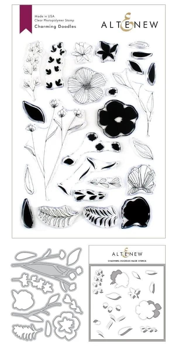 altenew-charming-doodles-stempel-stanzen-schablonen-bundle-blumen image 1