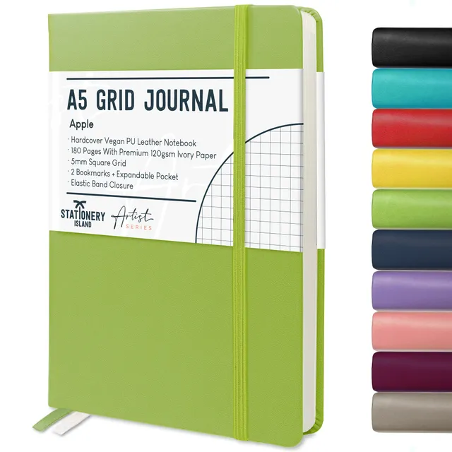 stationery-island-journals-a5-grid-journal-notizbuch-schwarz-kariert image 1