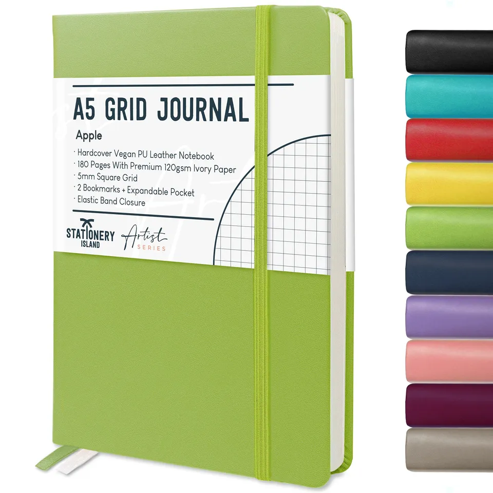 stationery-island-journals-a5-grid-journal-notizbuch-schwarz-kariert image 1