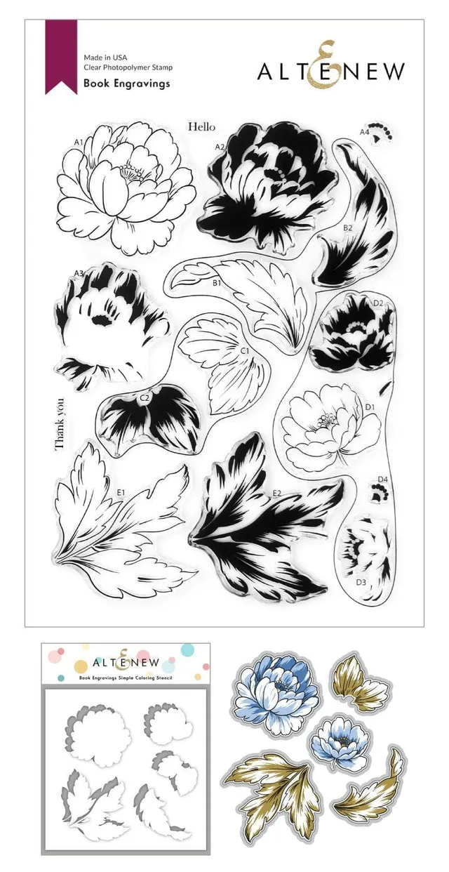 altenew-book-engravings-simple-coloring-stencil-schablone-floral image 1