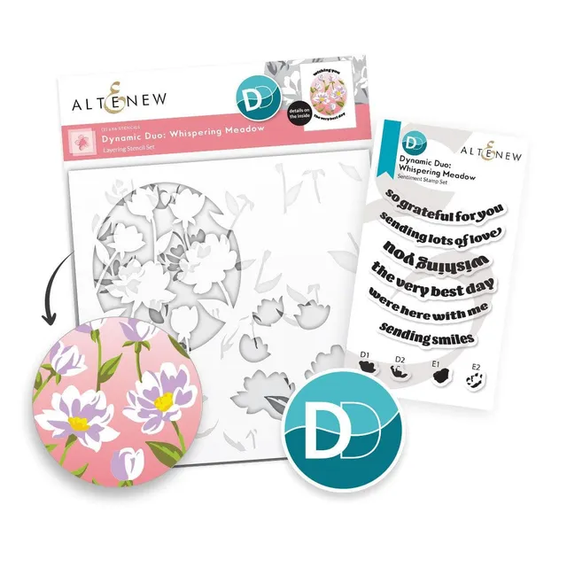 altenew-dynamic-duo-whispering-meadow-stempelset-mit-schablone-floral image 1