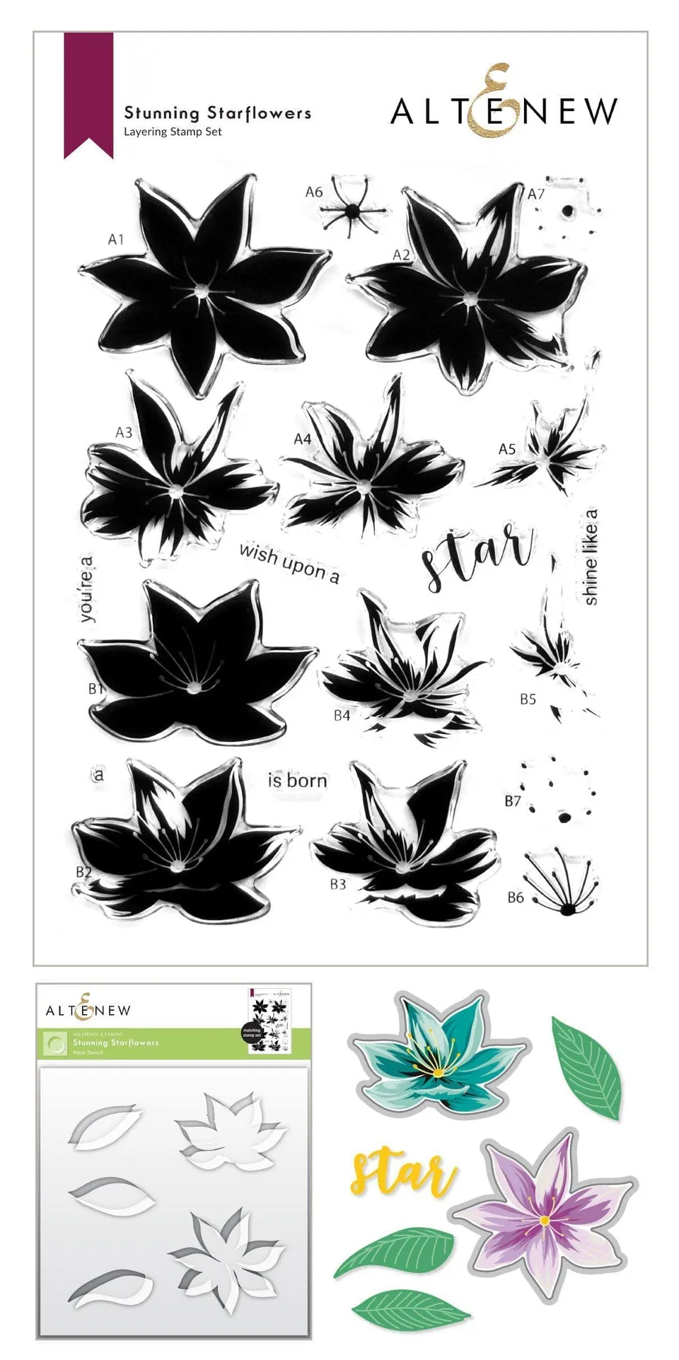 altenew-stencils-stunning-starflowers-mask-stencil-6x6-zoll image 1
