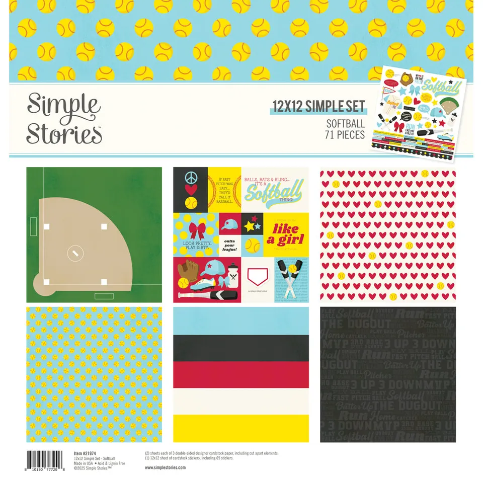 simple-stories-simple-pages-softball-simple-set-sticker-12x12 image 1