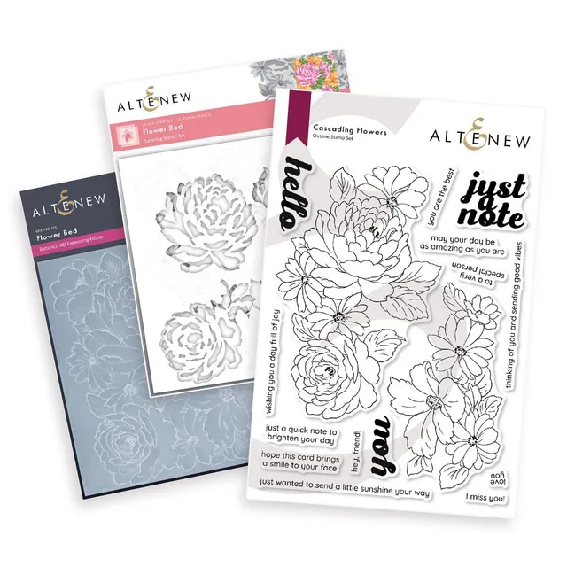 altenew-flower-bed-bundle-pr-gefolder-set-mit-schablonen-und-stempel image 1