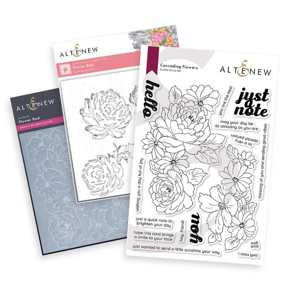 altenew-flower-bed-bundle-pr-gefolder-set-mit-schablonen-und-stempel image 1