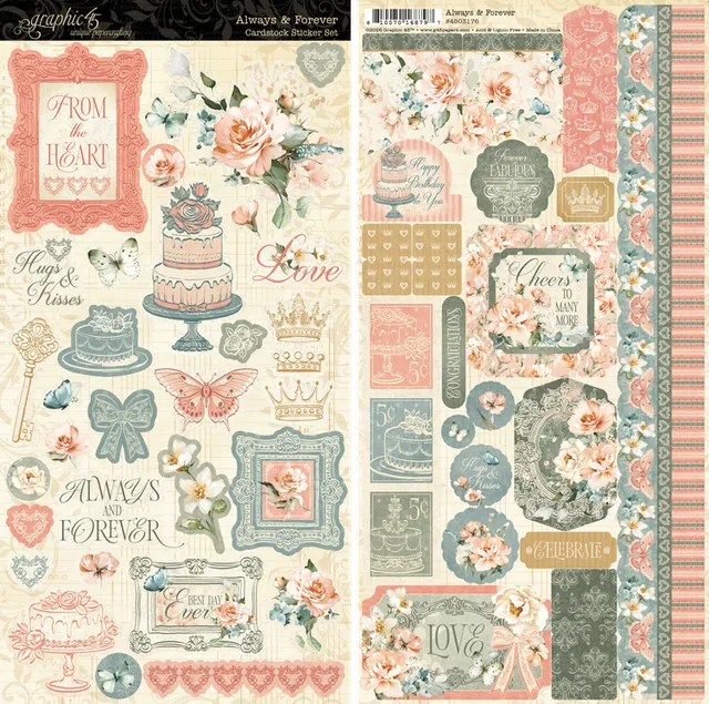 graphic-45-always-forever-sticker-set-vintage-2-bogen image 1