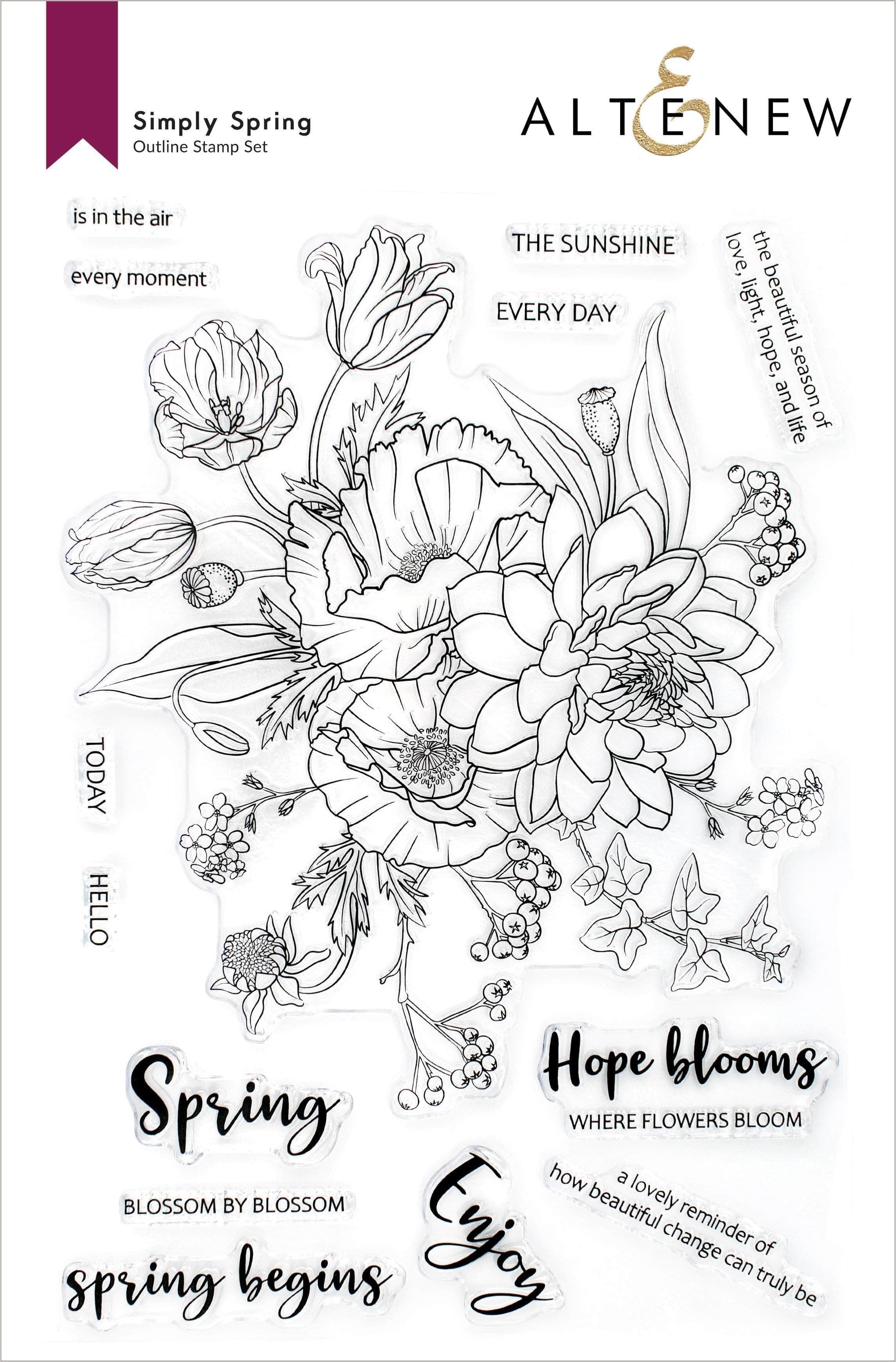 altenew-simply-spring-stempelset-blumenumrisse-14-teilig image 1