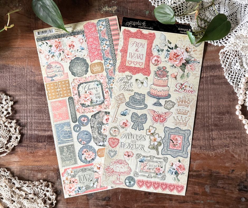 graphic-45-always-forever-sticker-set-vintage-2-bogen image 3