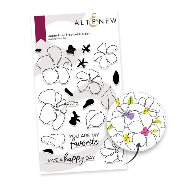 altenew-linear-life-tropical-garden-stempelset-blumen-4x6 image 1