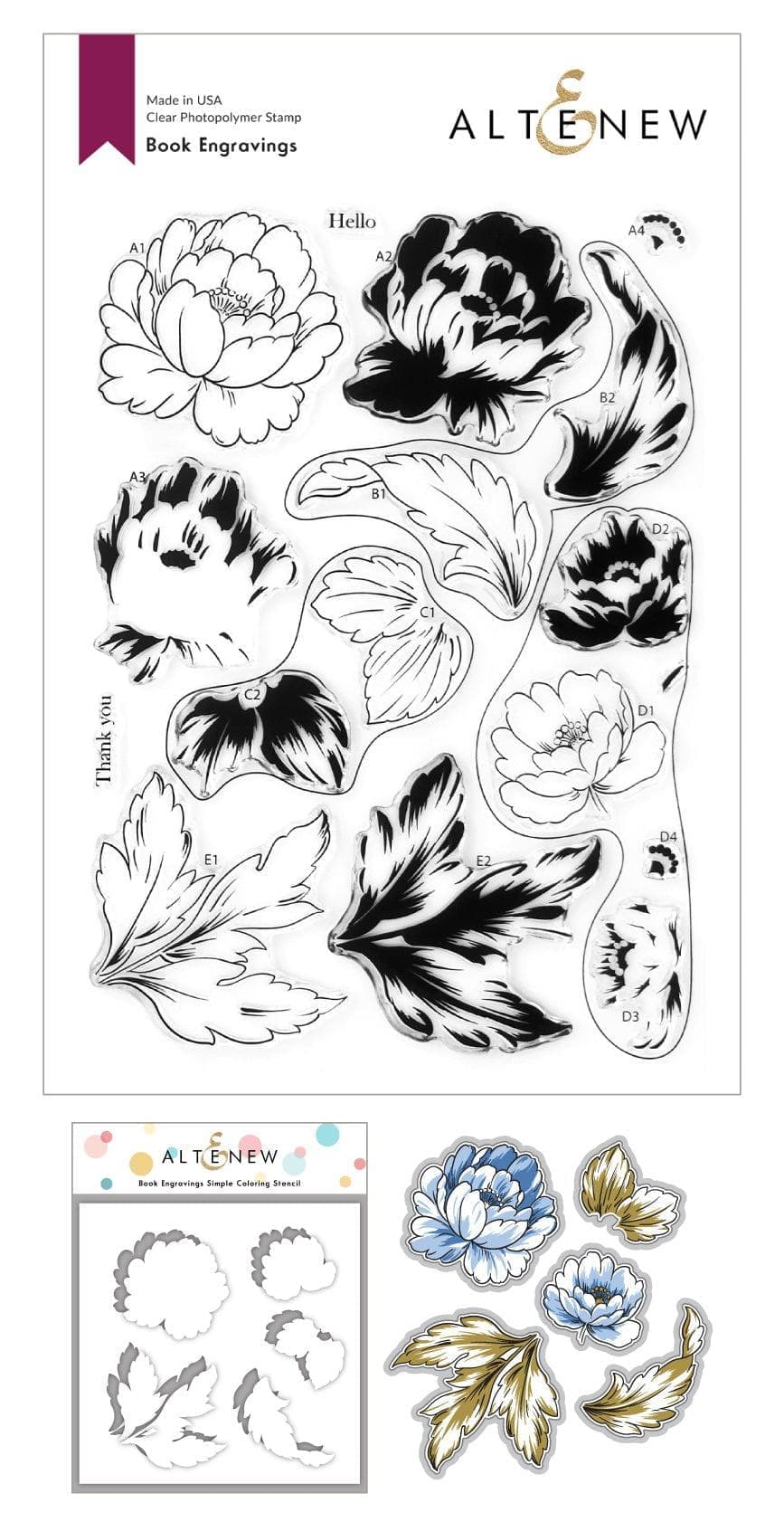 altenew-book-engravings-simple-coloring-stencil-schablone-floral image 1
