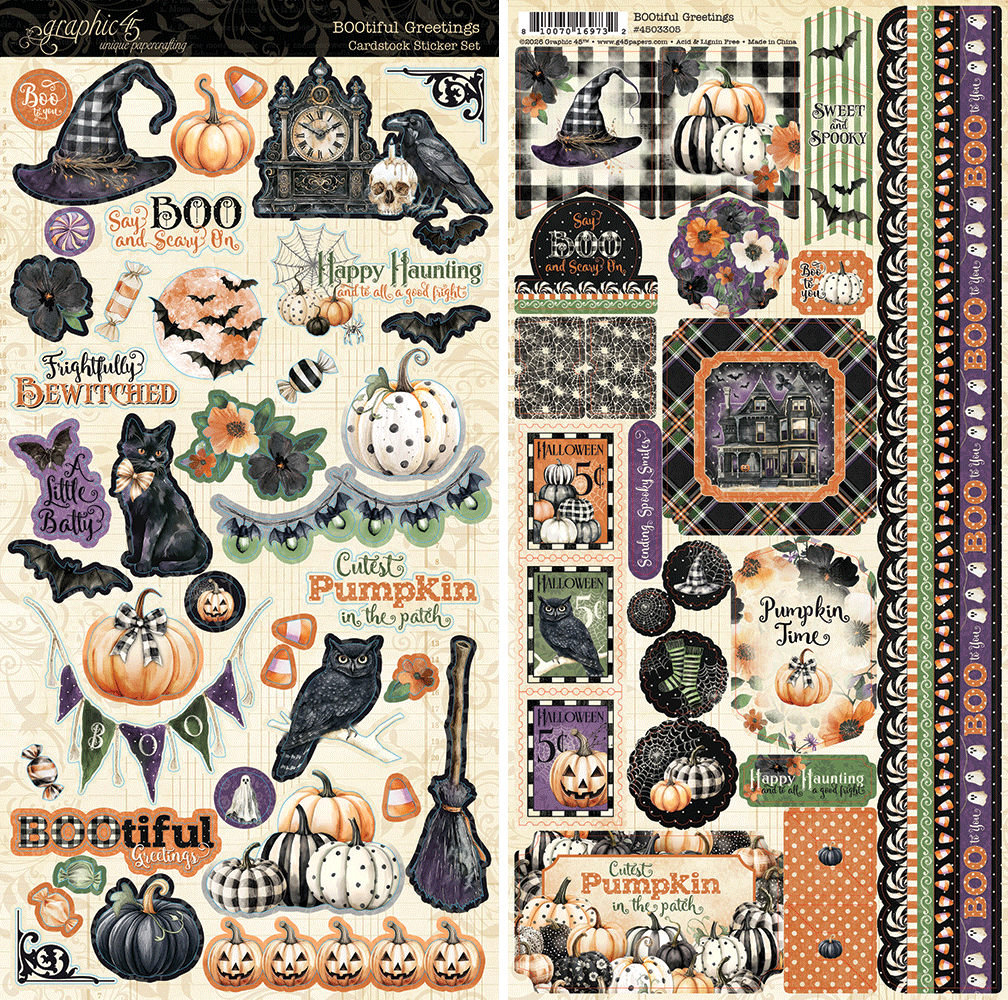graphic-45-bootiful-greetings-sticker-set-halloween-2-bogen image 1