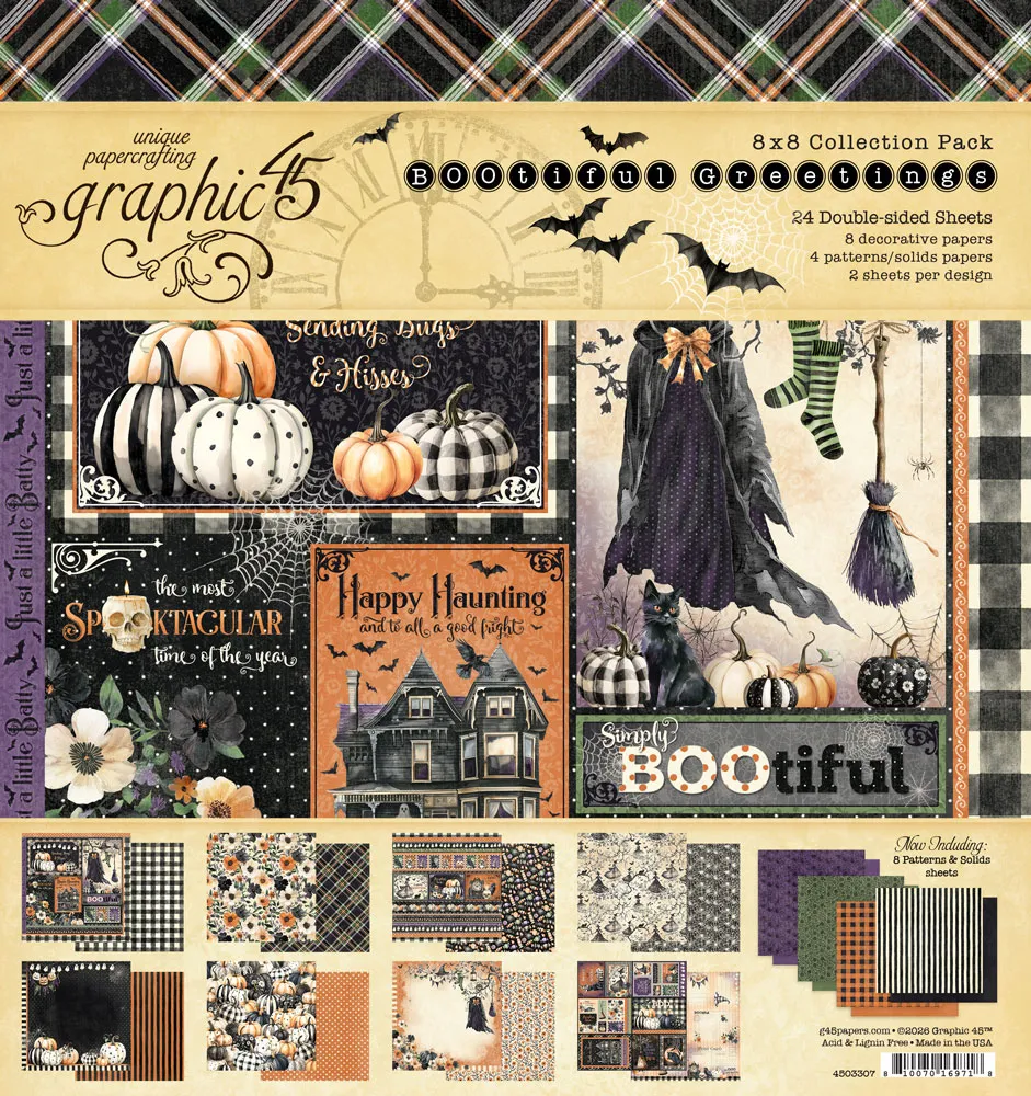graphic-45-bootiful-greetings-8x8-papier-24-blatt-halloween image 1