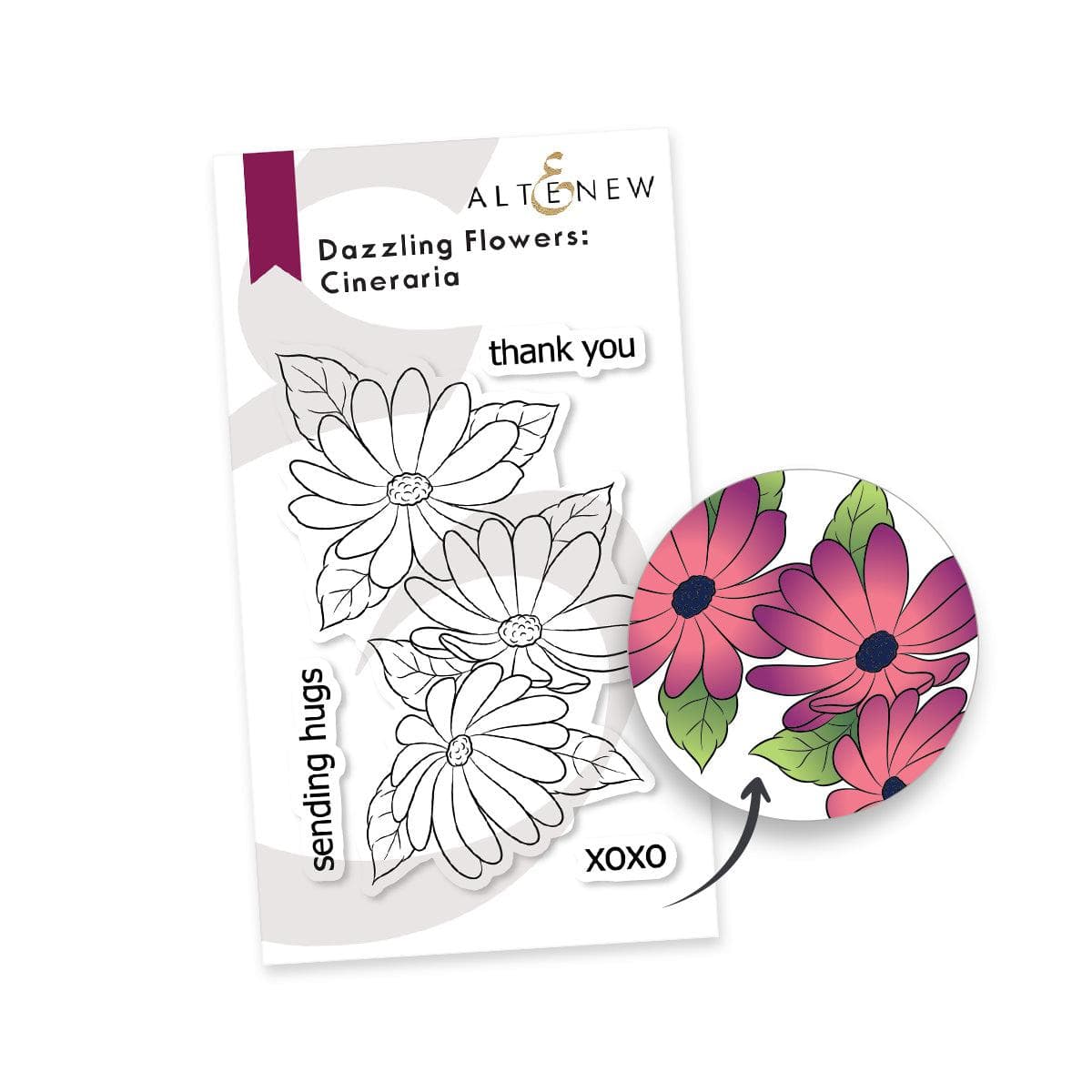 altenew-dazzling-flowers-cineraria-stempelset-blumen-2x3 image 1