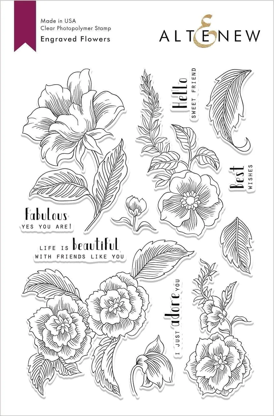 altenew-engraved-flowers-stempelset-6x8-blumen-outline image 1