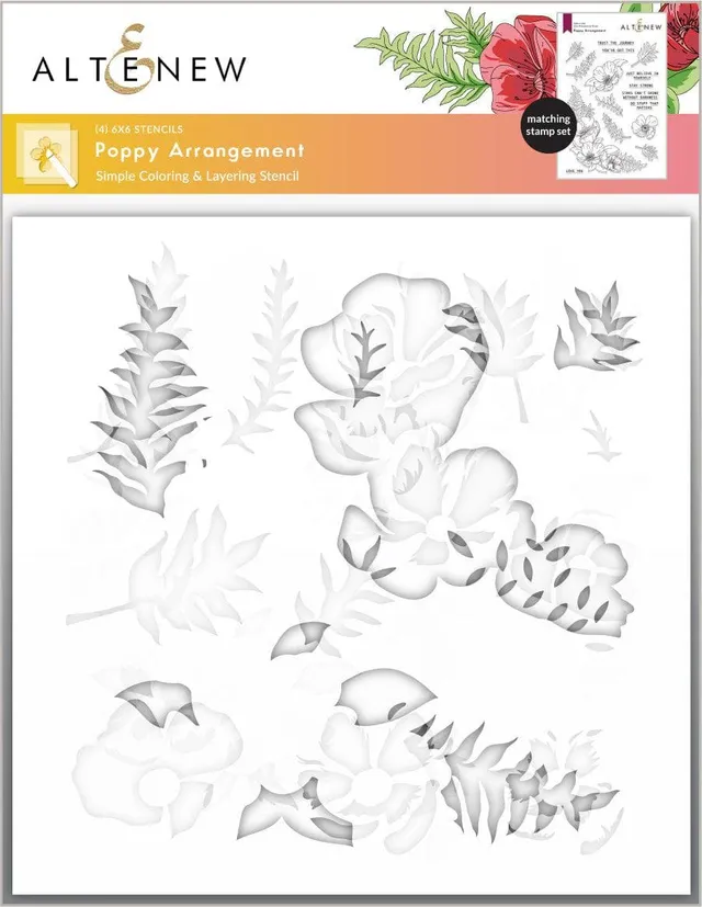altenew-poppy-arrangement-schablonenset-mohn-4-teilig image 1
