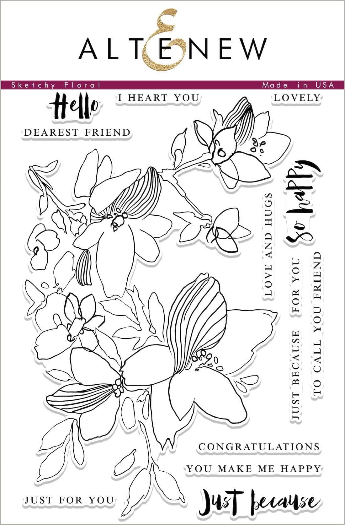 altenew-sketchy-floral-stempelset-blumen-14-stempel-6x8 image 1