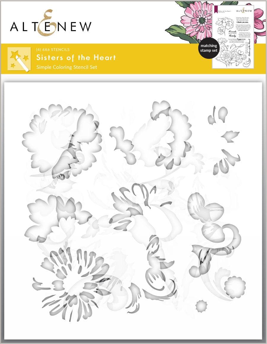 altenew-sisters-of-the-heart-coloring-stencil-4-in-1-floral image 1