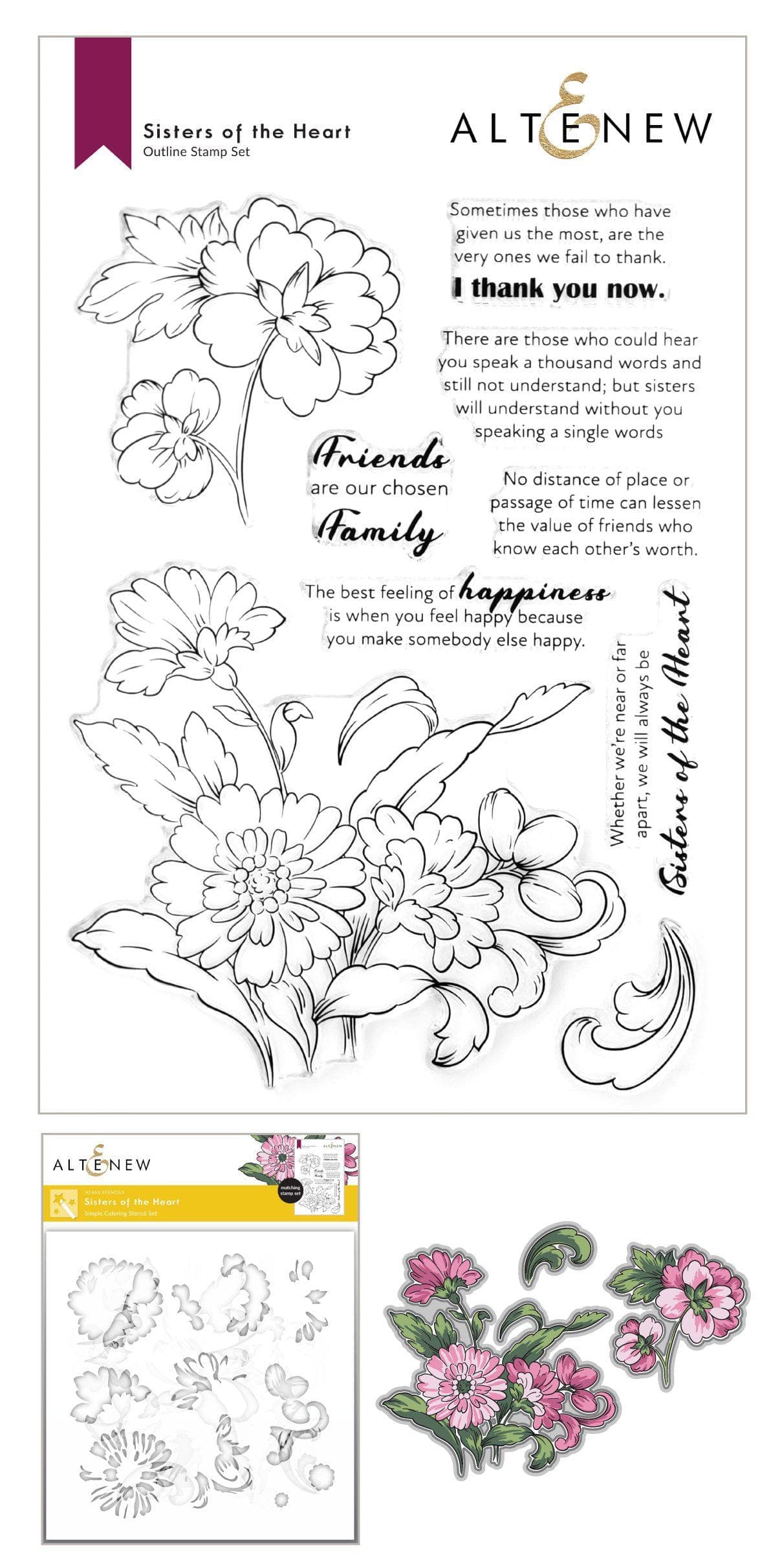 altenew-sisters-of-the-heart-schablonen-complete-bundle-blumen image 1