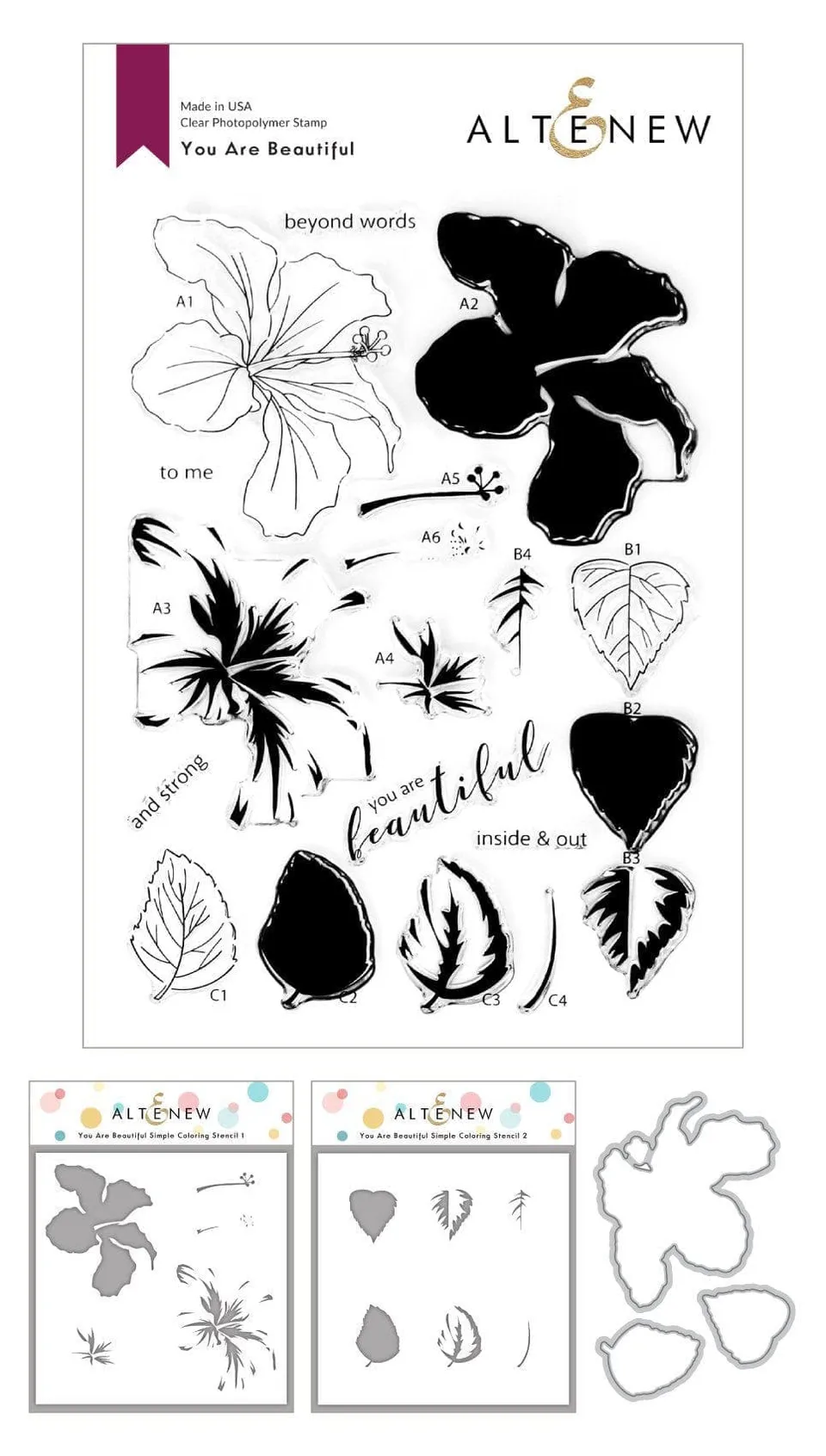 altenew-you-are-beautiful-schablone-complete-bundle-hibiskus image 1