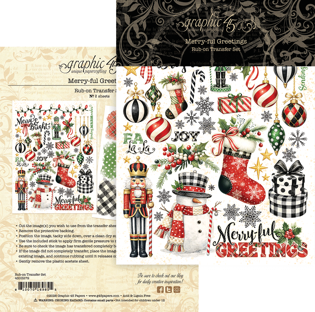 graphic-45-merry-ful-greetings-rub-ons-weihnachten-2-bogen image 1