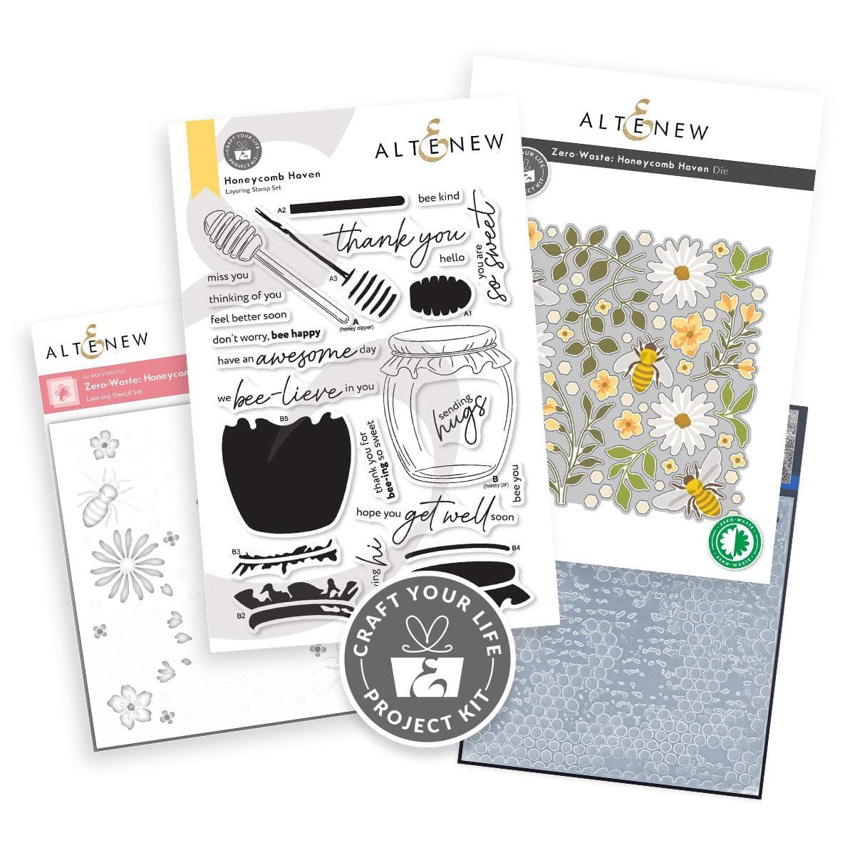 altenew-craft-your-life-honeycomb-haven-stempelset-bienen-kit image 1