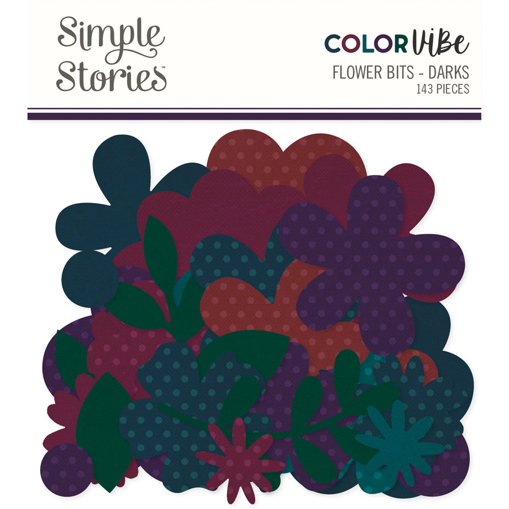 simple-stories-color-vibe-flower-bits-darks-blumensticker-143-teile image 1