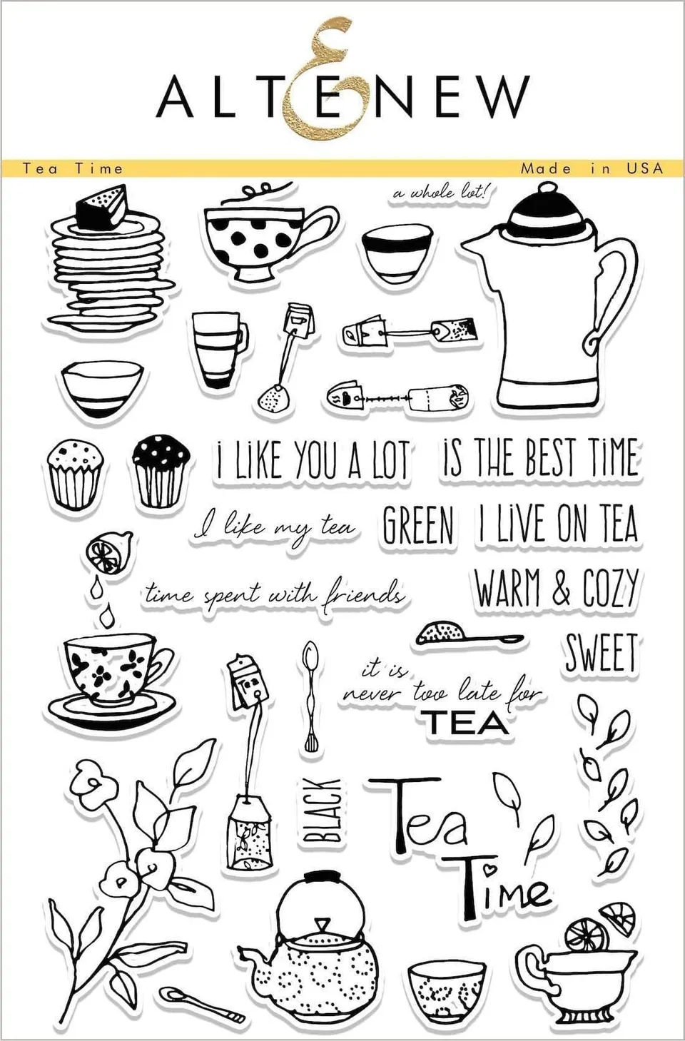 altenew-tea-time-stempelset-teekannen-tassen-6x8 image 1