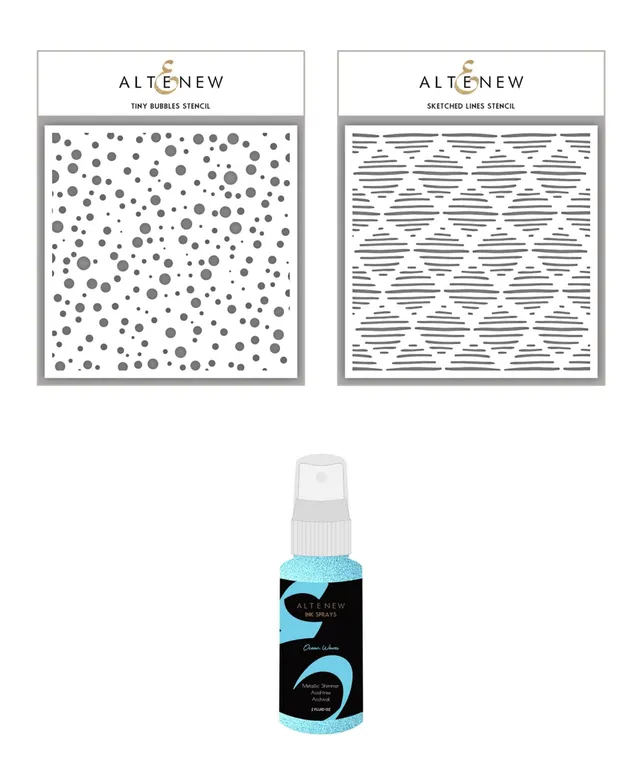 altenew-tiny-bubbles-sketched-lines-stencils-mit-ocean-waves-spray image 1