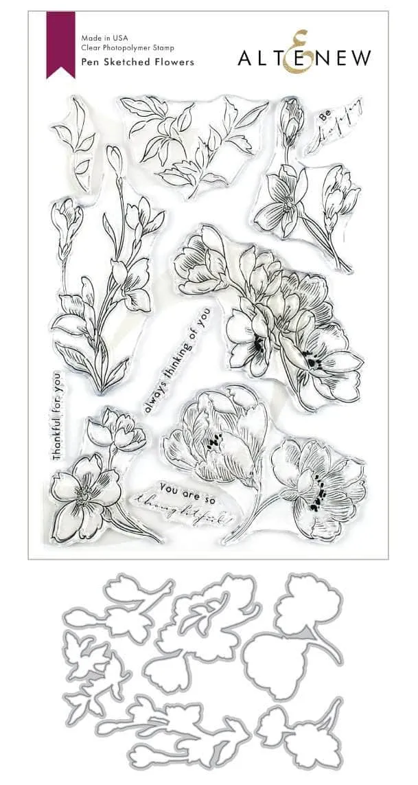 altenew-pen-sketched-flowers-stanzen-set-blumen-7-teilig image 1