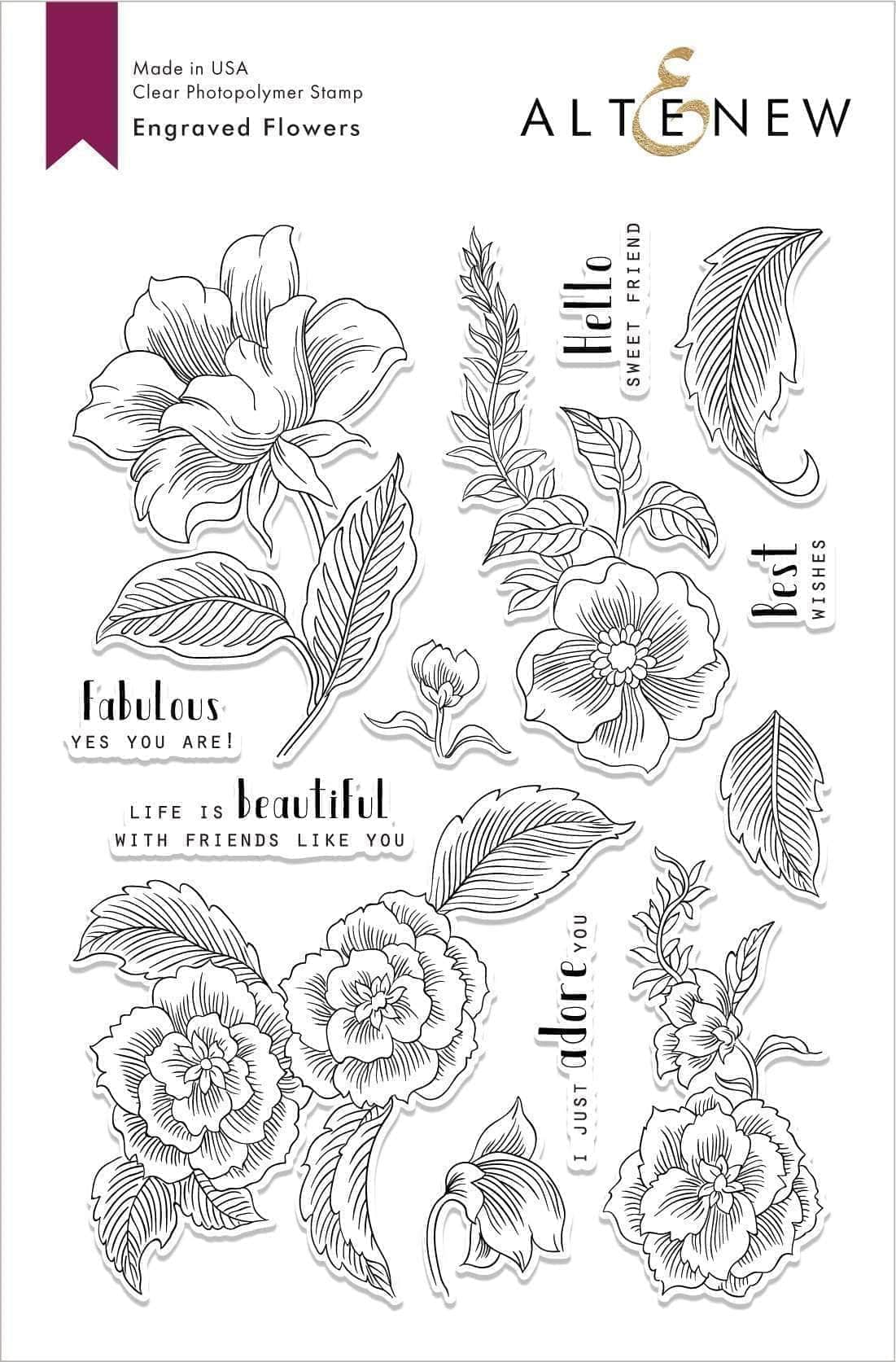altenew-engraved-flowers-stempelset-6x8-blumen-outline image 1