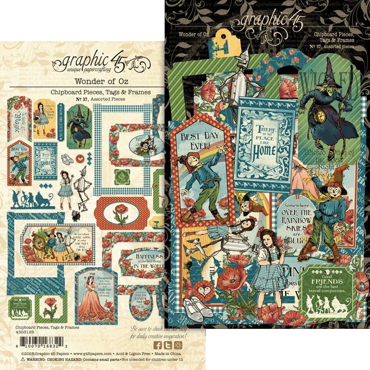 graphic-45-wonder-of-oz-chipboard-tags-frames image 1